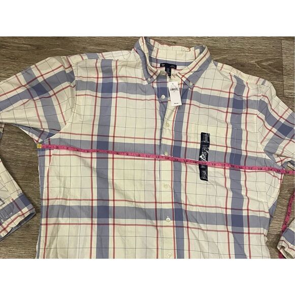 Gap Men’s XXL Slim Fit White and Blue Striped Dress Casual Button Down New - Picture 4 of 4